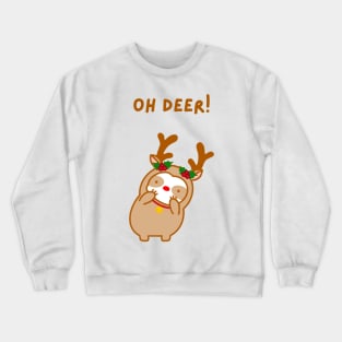 Oh Deer Christmas Reindeer Sloth Crewneck Sweatshirt